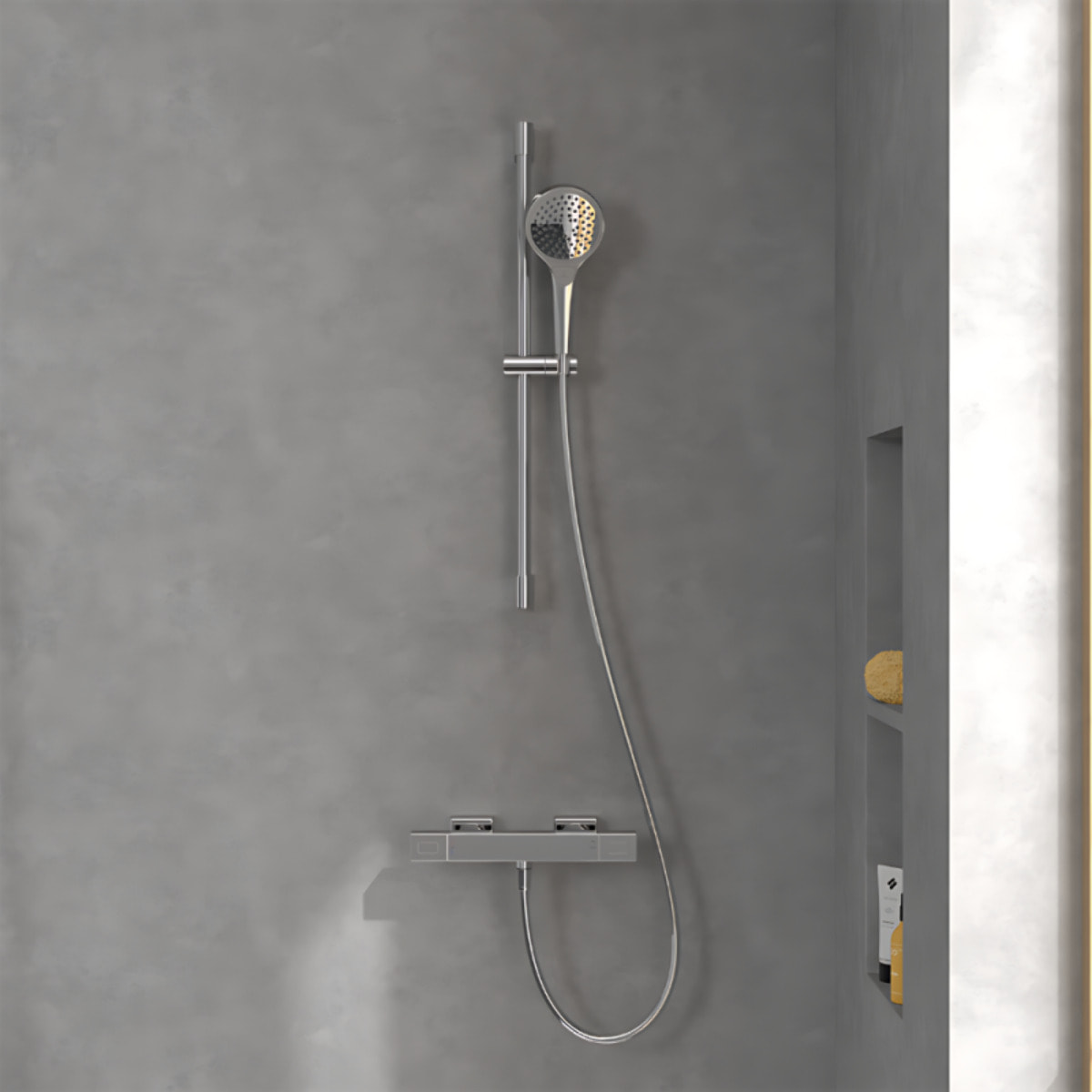 Mitigeur douche thermostatique VILLEROY ET BOCH Universal rectangle + Ensemble de douche Verve Showers 3 jets