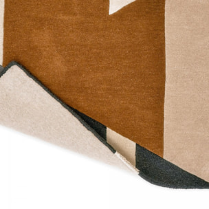 Tapis salon et chambre fait à la main en laine motif géométrique HAGU