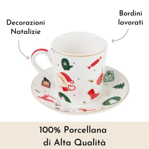 Set da caffè 6 pezzi Fantasia del Natale in porcellana