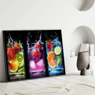 Affiche encadrée cocktails fruités en verres Affiche + cadre en métal - Noir