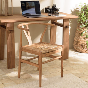 SIXTINE - Chaise marron en bois de teck recyclé dossier arrondi
