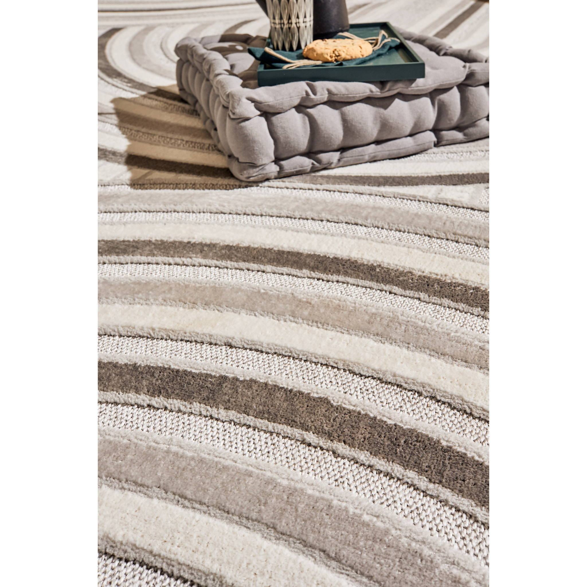 Tapis Loopin 312 gris 200x280 cm - Motif en relief - Indoor & Outdoor