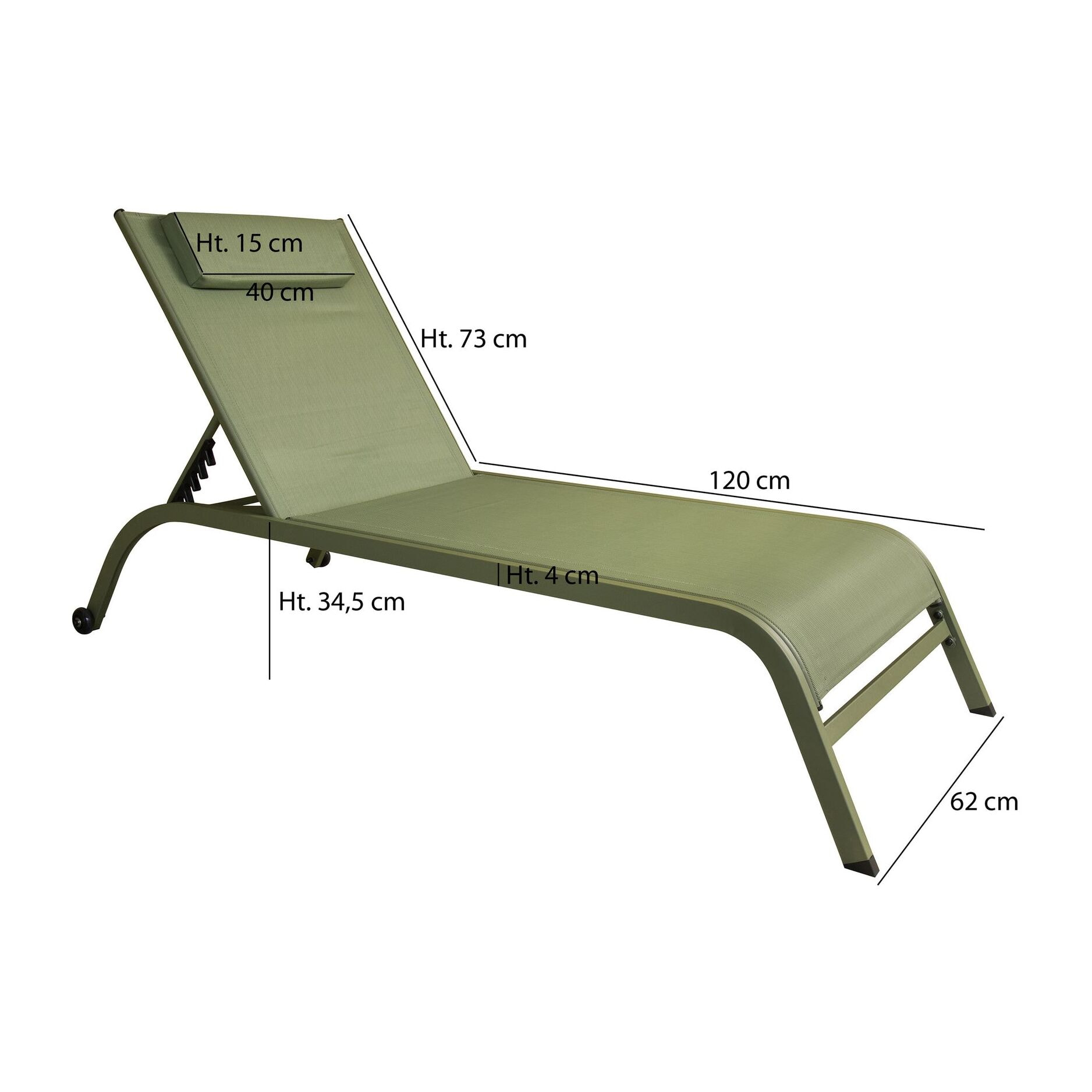 Lot de 2 chaises longues en acier inoxydable vert NAPOLI