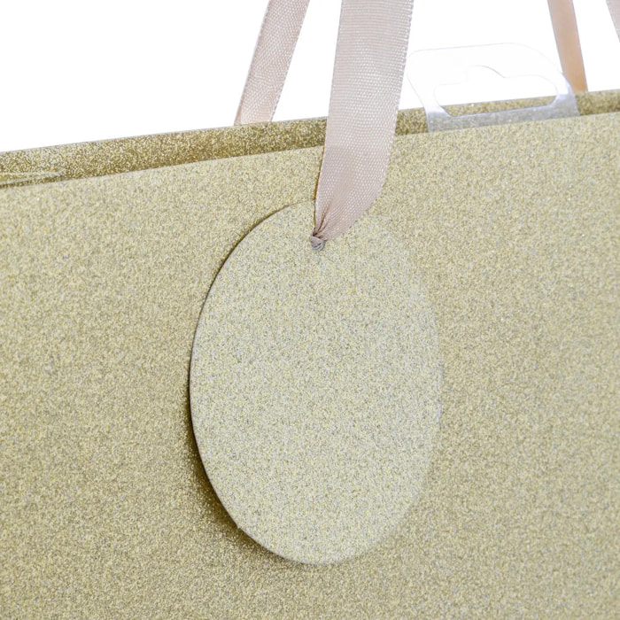 Sac cadeau paillettes taille moyenne doré