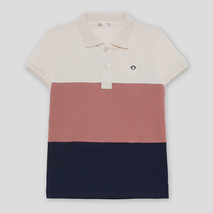 Polo de Manga Corta con Diseno de Tres Bloques de Contraste y Boton Estilo Elegante | Color: Grosella | Street Monkey