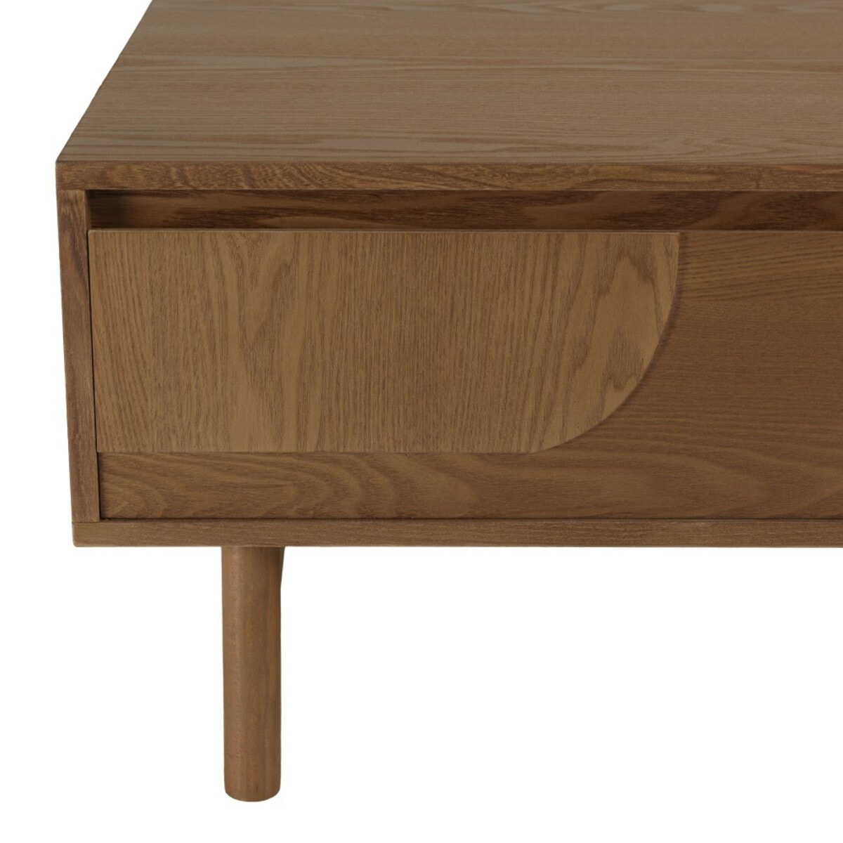 MARIO - Table basse couleur naturelle 2 tiroirs motif arrondi 2 niches