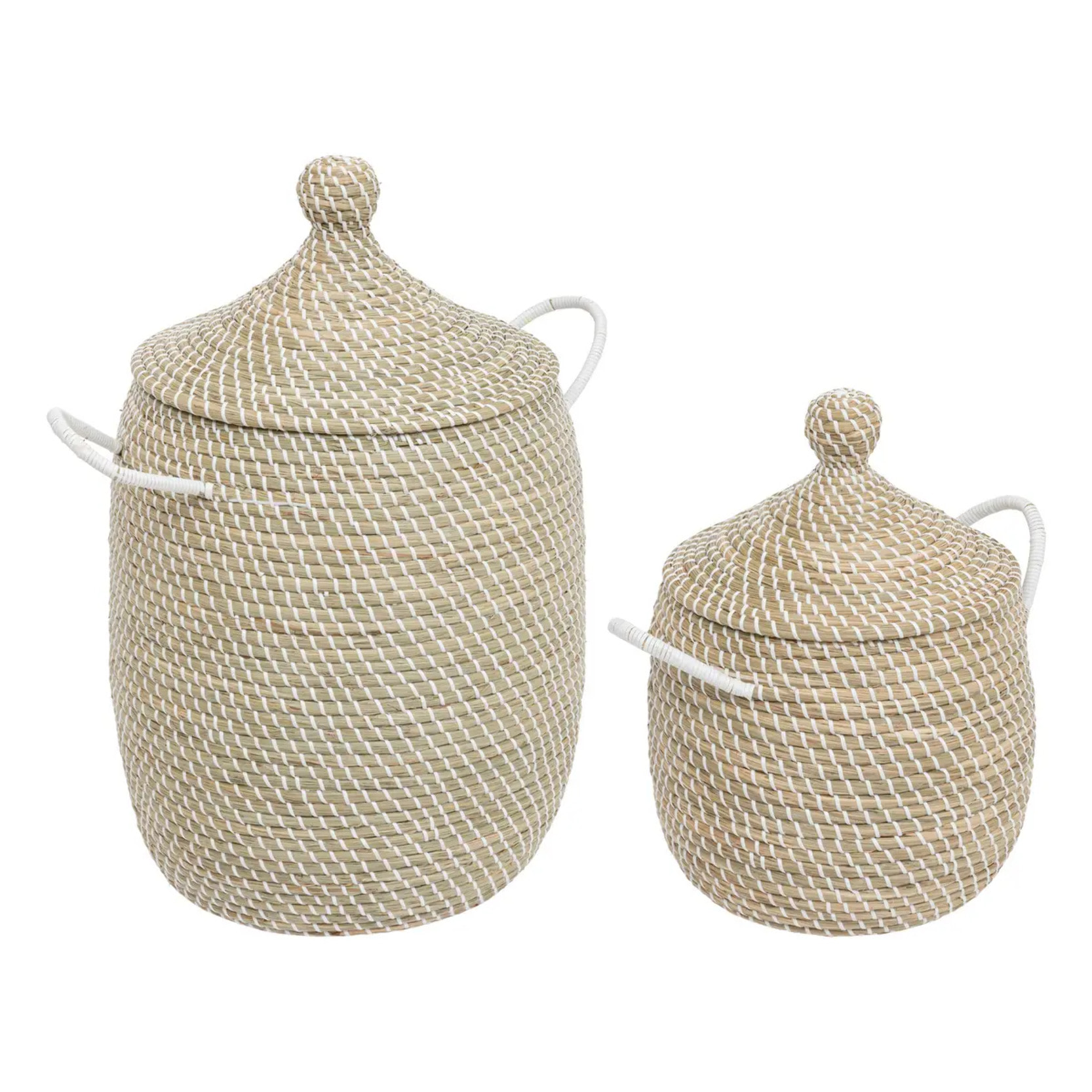 Lot de 2 paniers "Soleya" D30/39cm beige