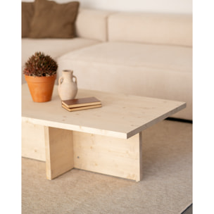 Mesa de centro de madera maciza en tono natural de 120x70cm Alto: 40 Largo: 120 Ancho: 70