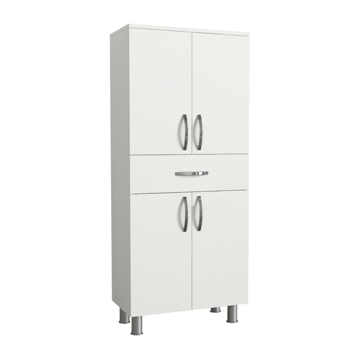 Armadio multiuso grande Iolana, Mobile multifunzionale, Mobiletto scarpiera, Guardaroba porta scarpe, 59x32 h140 cm, Bianco