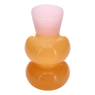 Vase Soliflore Pool en verre 8x8x14,5cm Orange et Rose