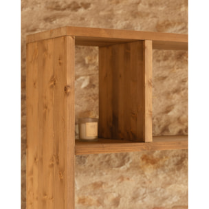 Estantería de madera maciza tono roble medio de 180x140cm Alto: 180 Largo: 140 Ancho: 35