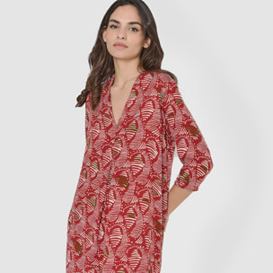 Vestido midi bambula detalles plisados zumaia teja