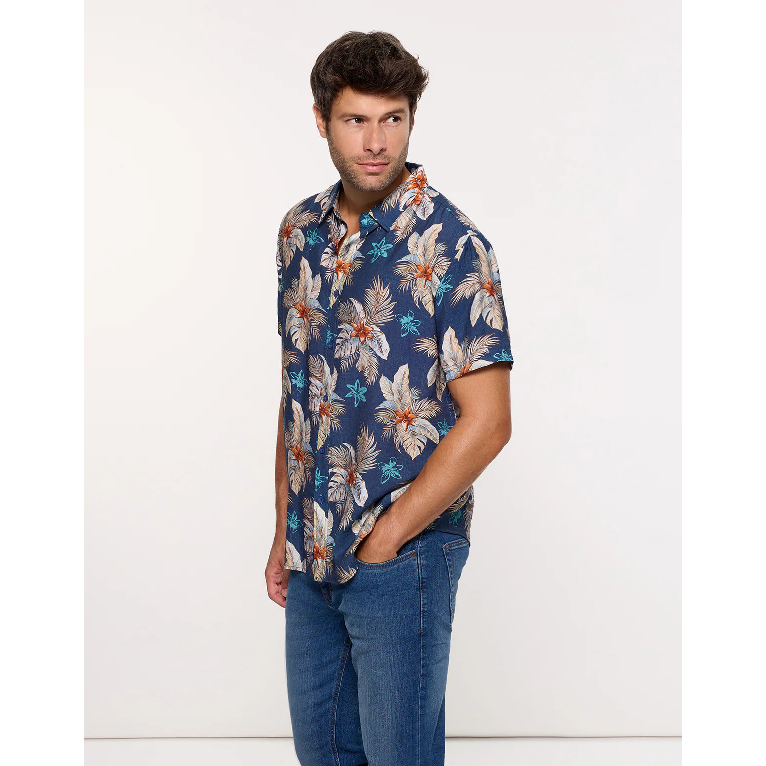 Camisa Manga Corta Azul Marino - Onail
