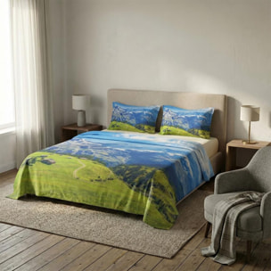 Set completo letto matrimoniale 100% cotone, 180x200 cm, con Stampa Digitale di Alta Qualità, Intrecci