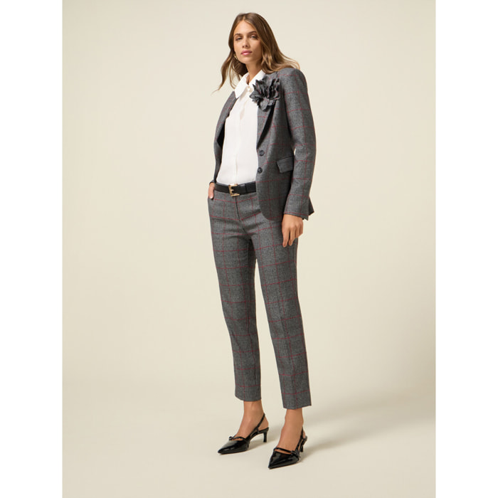 Oltre - Pantaloni check - Grigio