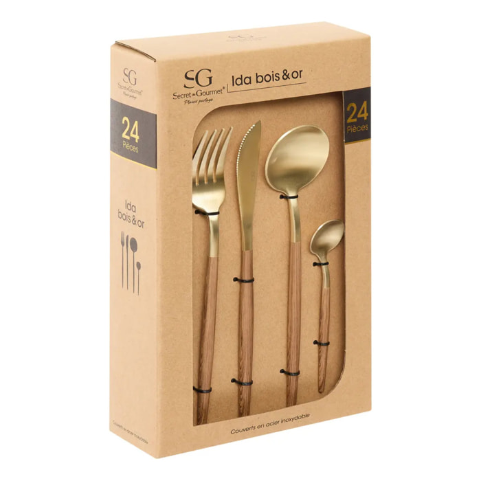 Ménagère Ida 24 pièce(s) marron L2,7xp0,7xH22,7cm