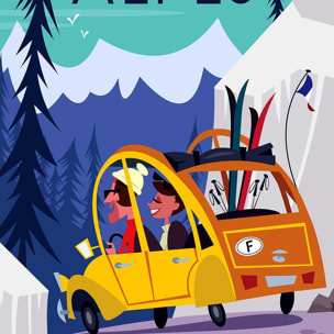 Poster de sur la route des alpes Affiche sous cadre noir