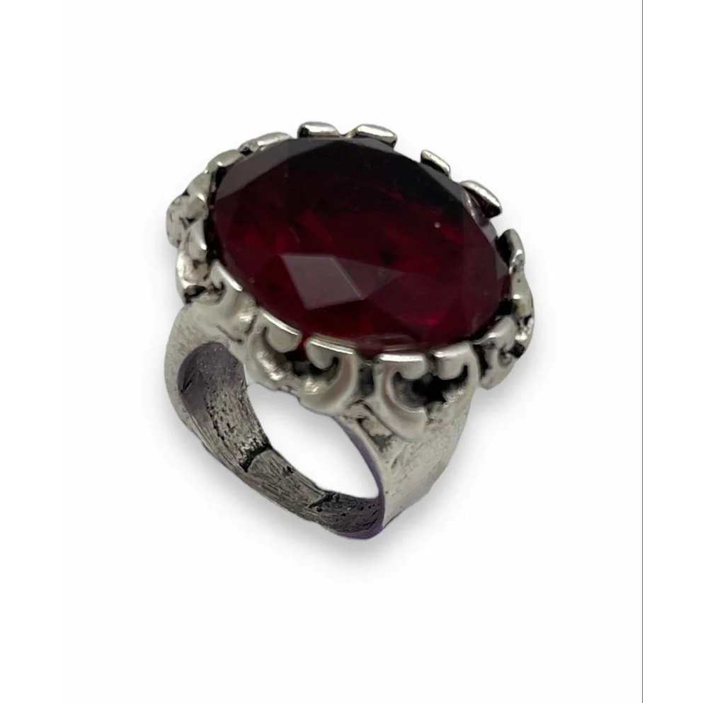 Anillo solitario Daiya plata cristal rojo T15