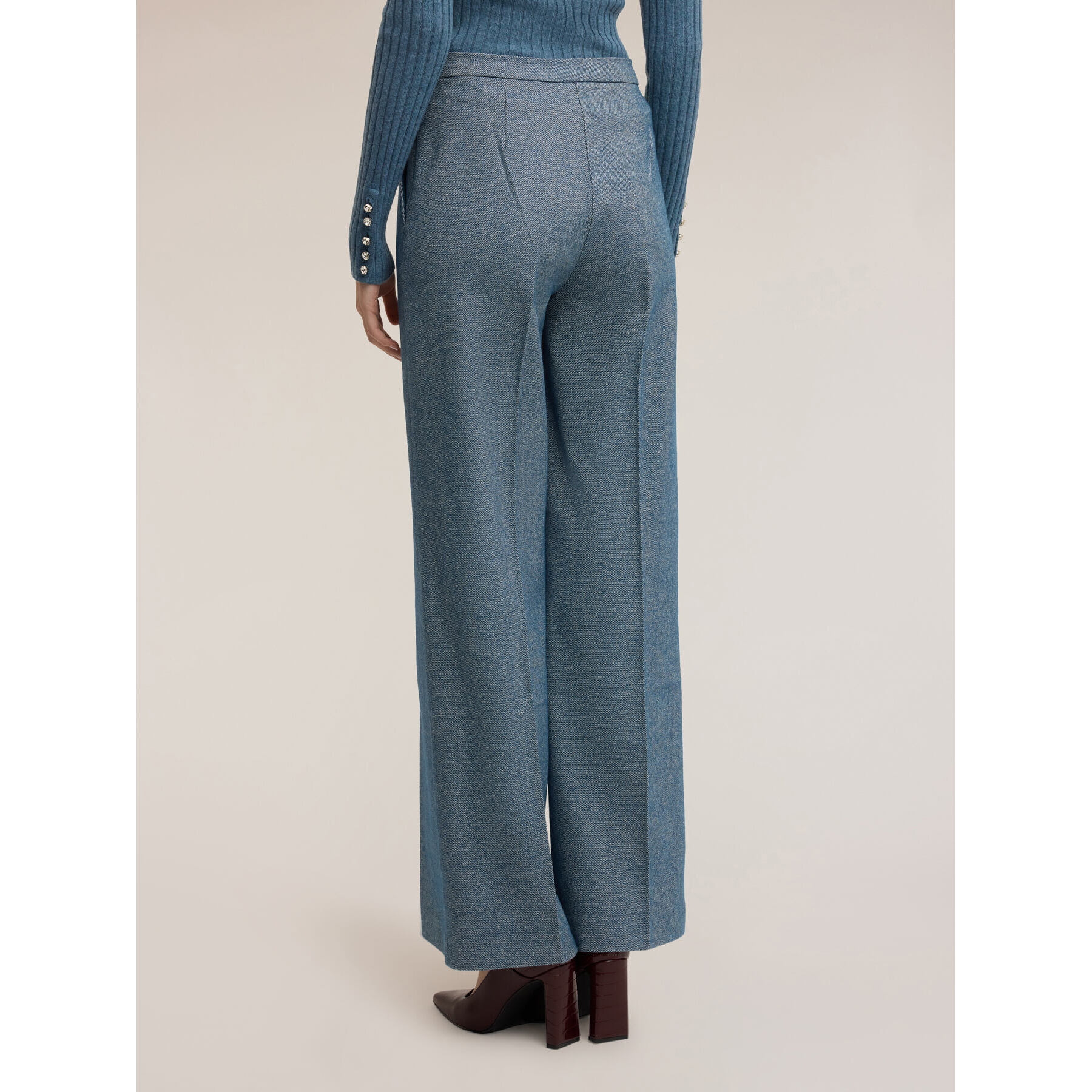 Motivi - Pantaloni palazzo in tinto filo - Azzurro