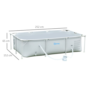 Piscina Desmontable 252x152x65 cm Rectangular con Depuradora Cartucho 2163L Gris