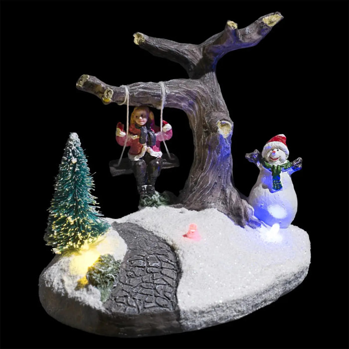 Sujet lumineux neige et sapin 6 LED assorti