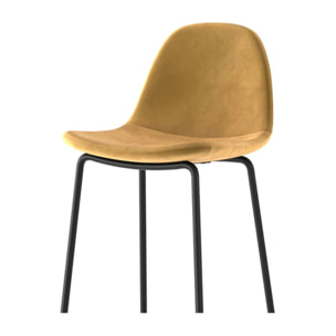 Lot de 2 chaises de bar en velours jaune 75 cm - Henrik