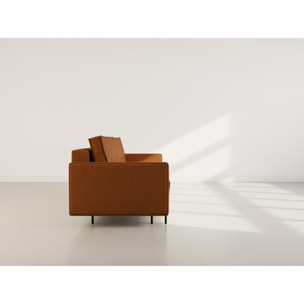 Charlie - Canapé droit 3 places convertible avec coffre en simili - Cognac