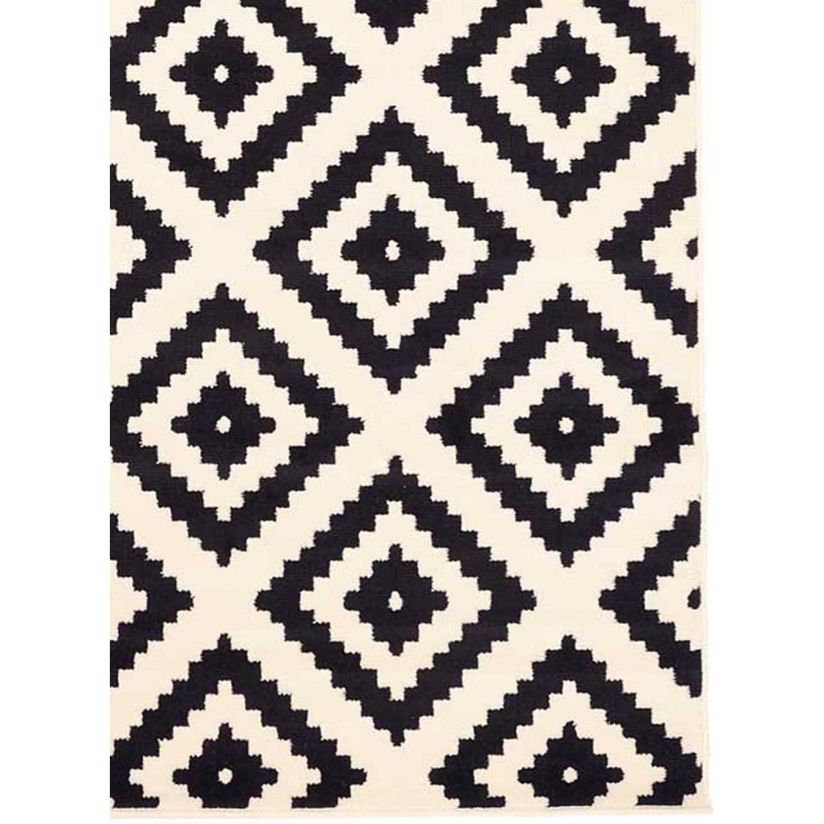 Tapis Kihe Noir et blanc motif géométrique scandinave
