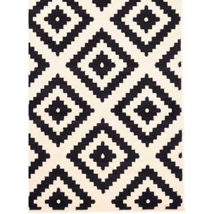 Tapis Kihe Noir et blanc motif géométrique scandinave