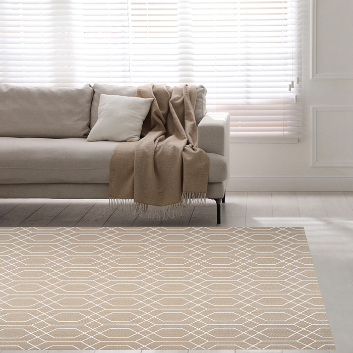 Tapis LIVING DECO Losanges Sable-Blanc