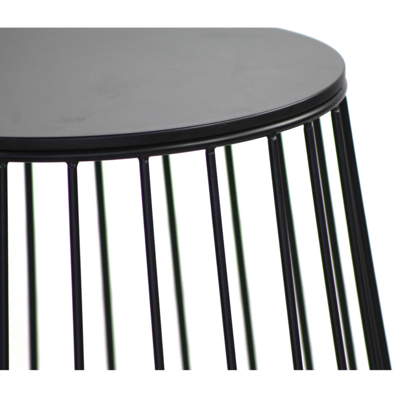 Tavolino da caffè 41,5x43 cm nero in metallo con ripiano in legno