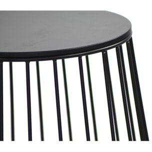 Tavolino da caffè 41,5x43 cm nero in metallo con ripiano in legno