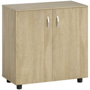 Armoire de bureau verrouillable 2 portes étagère effet bois clair