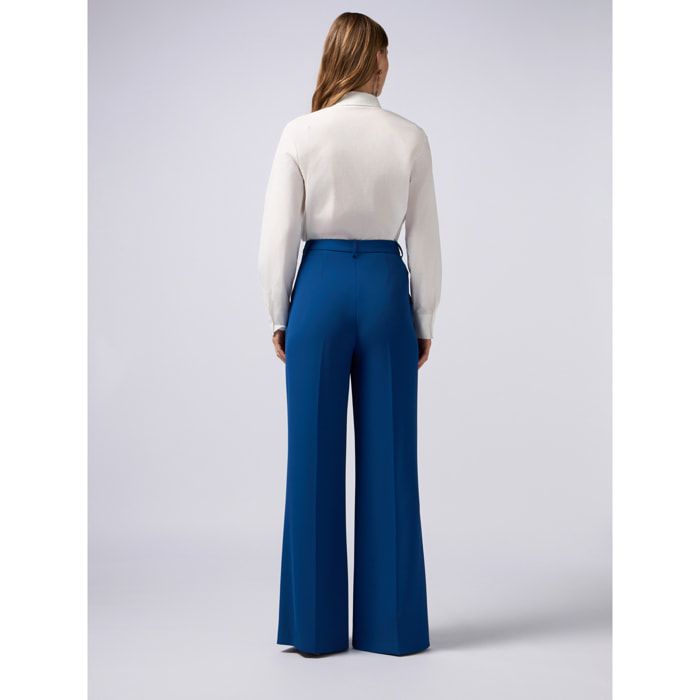 Oltre - Pantaloni palazzo in tessuto crêpe - Bluette