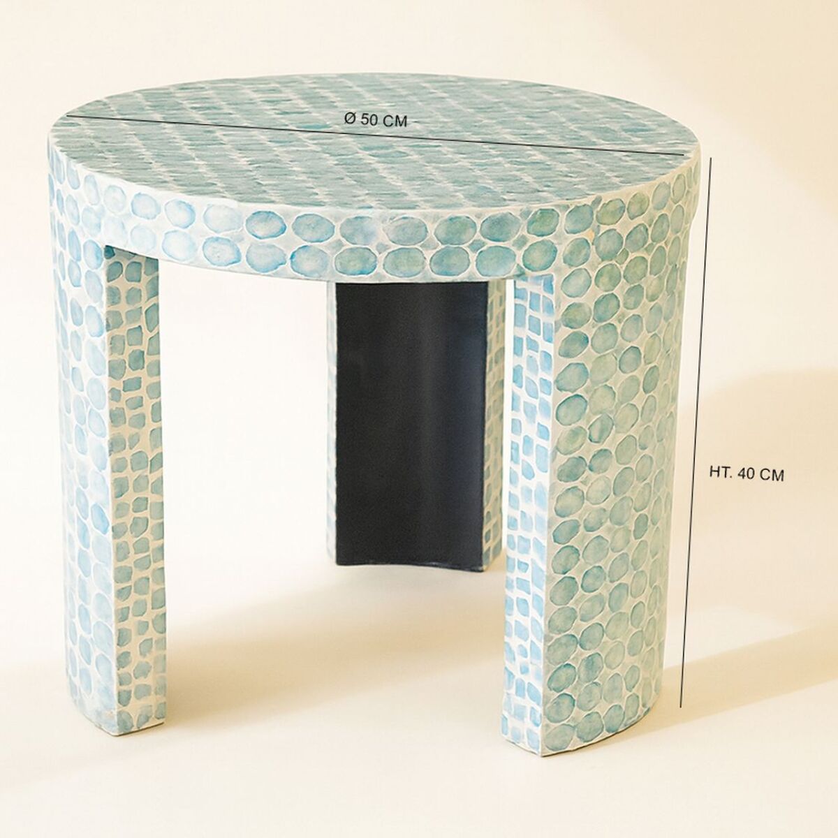 Table d'appoint en coquille de capiz bleu SOLNA
