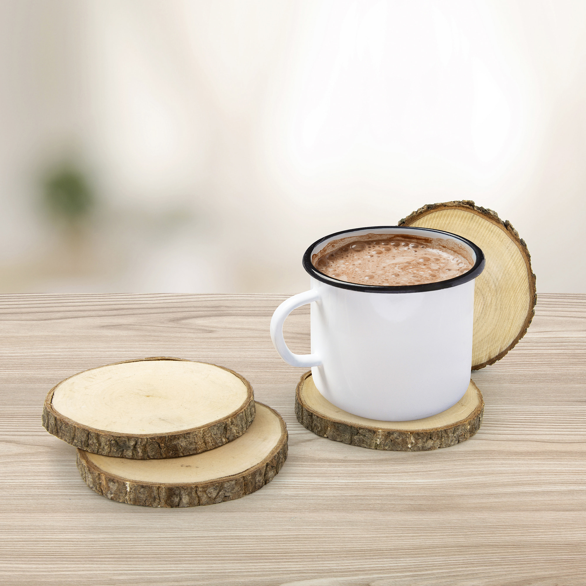 DESSOUS DE VERRE RONDIN EN BOIS X4