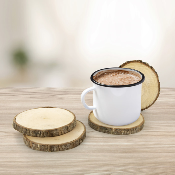 DESSOUS DE VERRE RONDIN EN BOIS X4