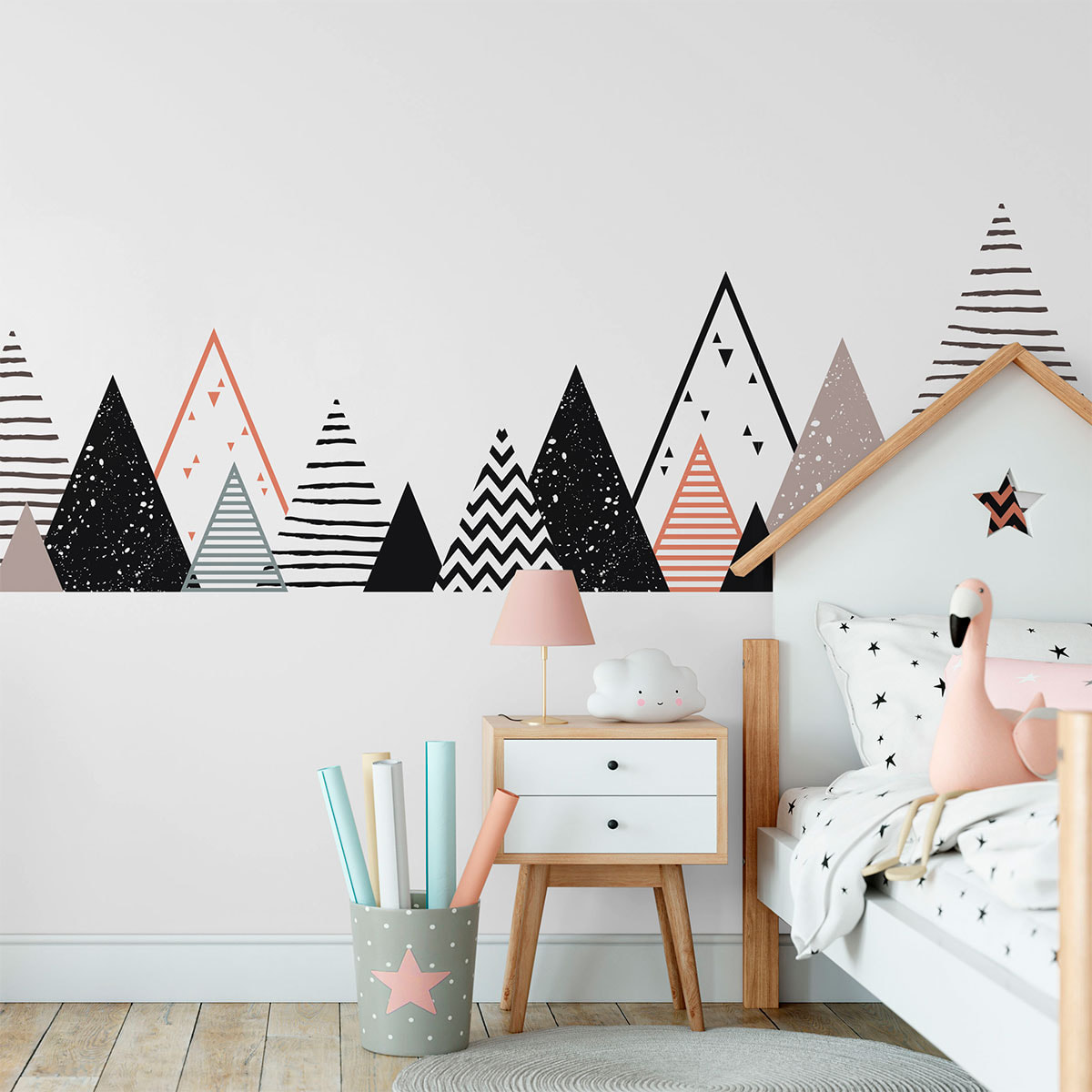 Stickers muraux enfants - Décoration chambre bébé - Autocollant Sticker mural géant enfant montagnes scandinaves RAFIKA