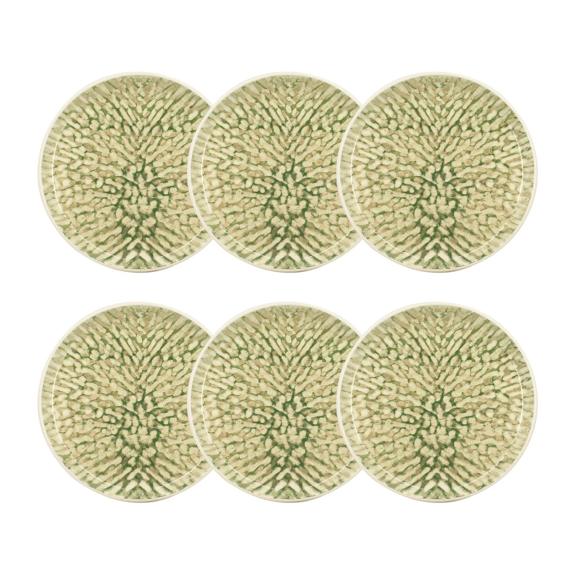 Lot de 6 assiettes à dessert vertes en grès 20cm  JADE
