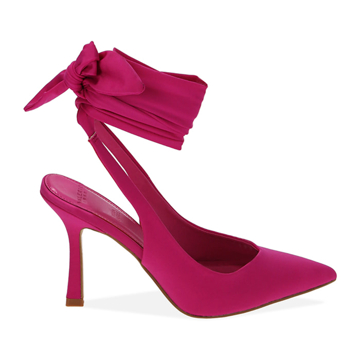 Décolleté lace-up fucsia, tacco 9,5 cm