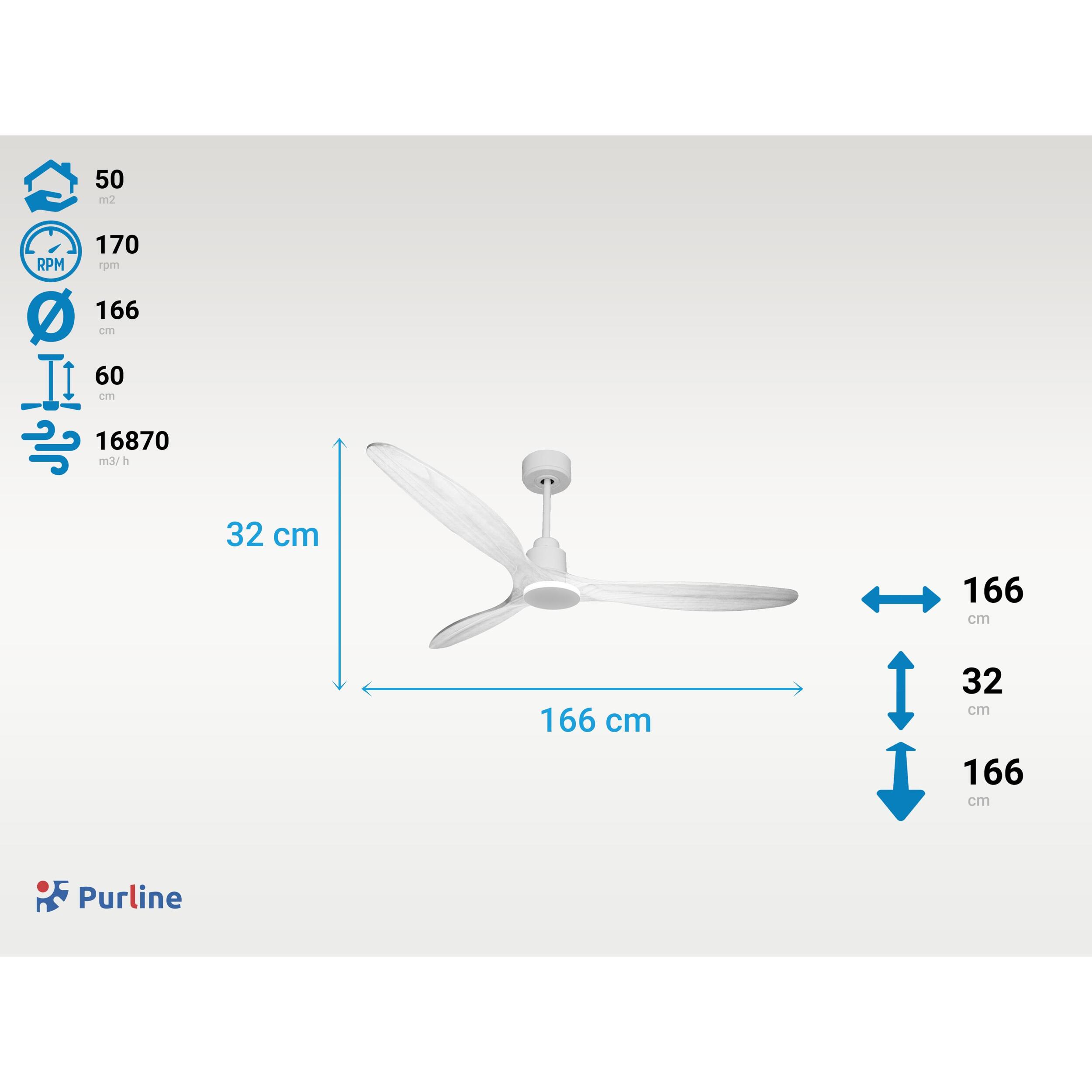 Ventilateur de plafond Wifi Moteur à courant continu Télécommande Hypersilence Mémoire