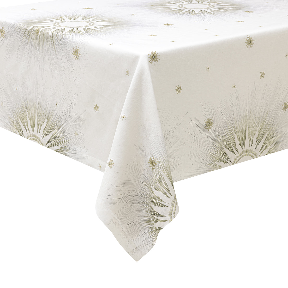 Nappe imprimée en lin, POUSSIÈRE D'ÉTOILE, Blanc