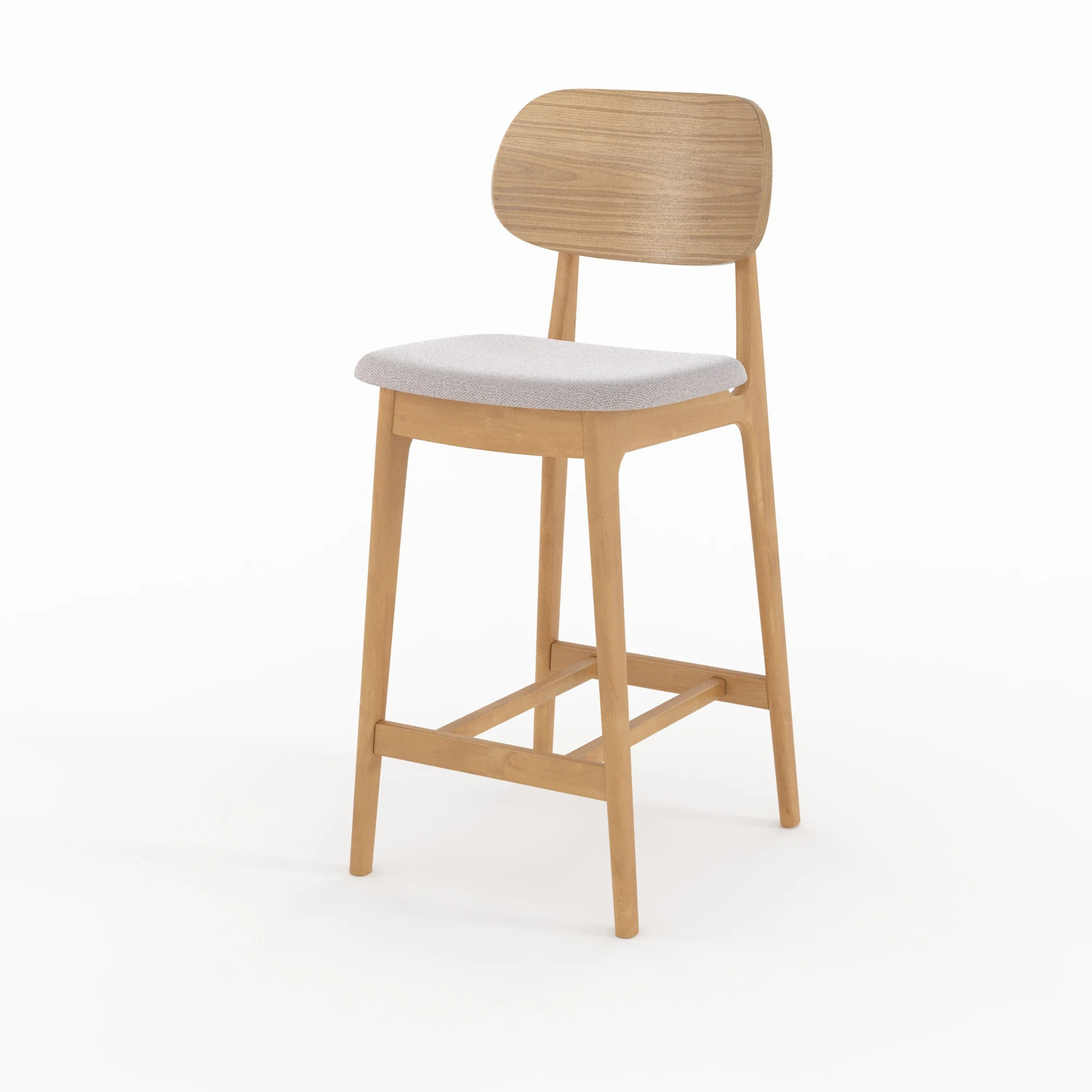 Lot de 2 chaises pour îlot central 66 cm en bois clair et tissu beige - Charlize