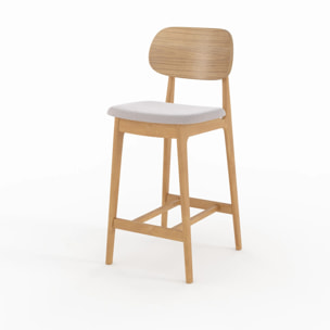 Lot de 2 chaises pour îlot central 66 cm en bois clair et tissu beige - Charlize