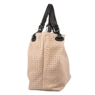 Borse Donna colore Beige-in pelle Made in Italy 31x29xx32cm