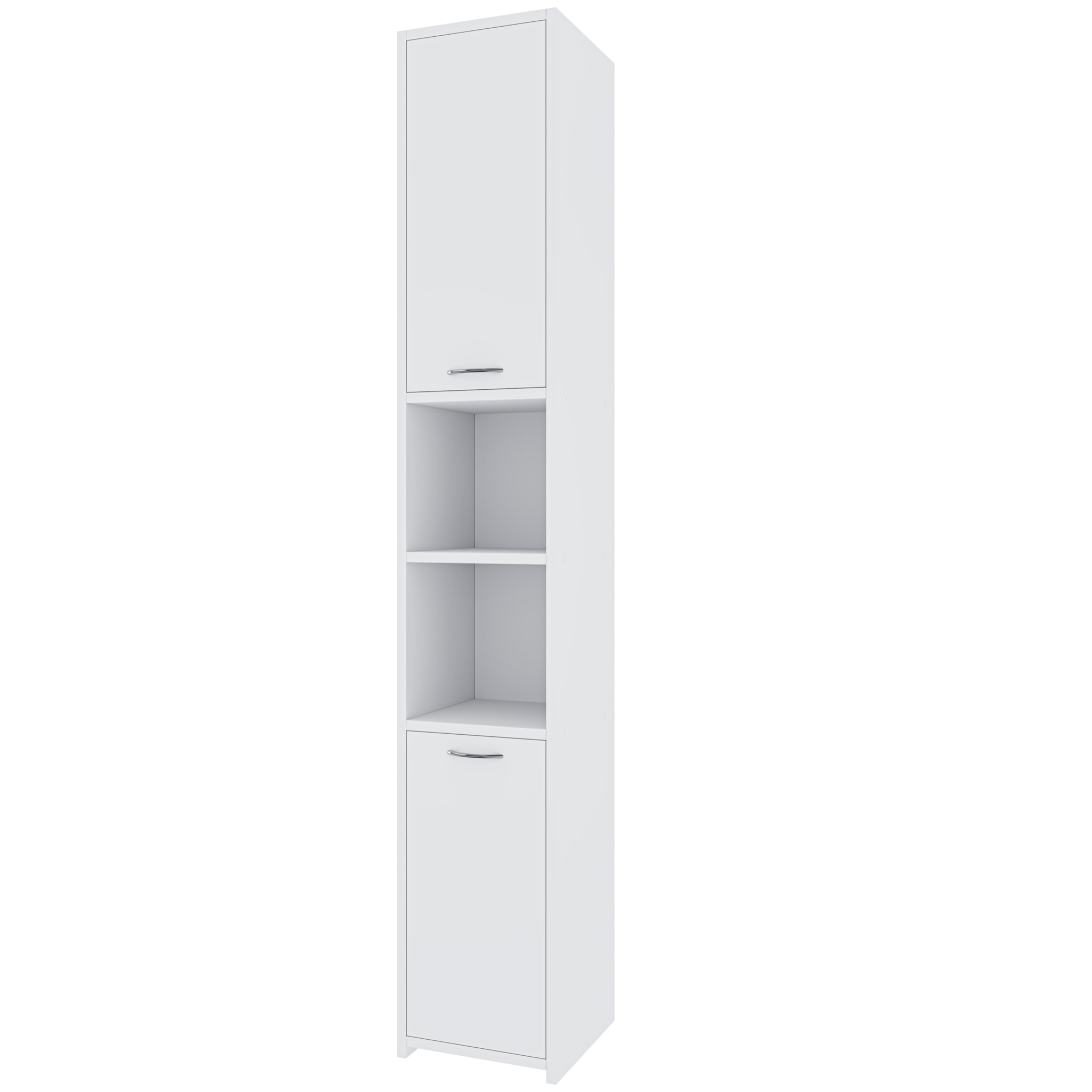 Armadio Armadietto Mobile Alto Bagno Multiuso Colonna 2 Ante 6 Ripiani Salvaspazio Mobiletto Asciugamani Ingresso Camera Letto 180x30x30 Cm Bianco