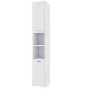 Armadio Armadietto Mobile Alto Bagno Multiuso Colonna 2 Ante 6 Ripiani Salvaspazio Mobiletto Asciugamani Ingresso Camera Letto 180x30x30 Cm Bianco