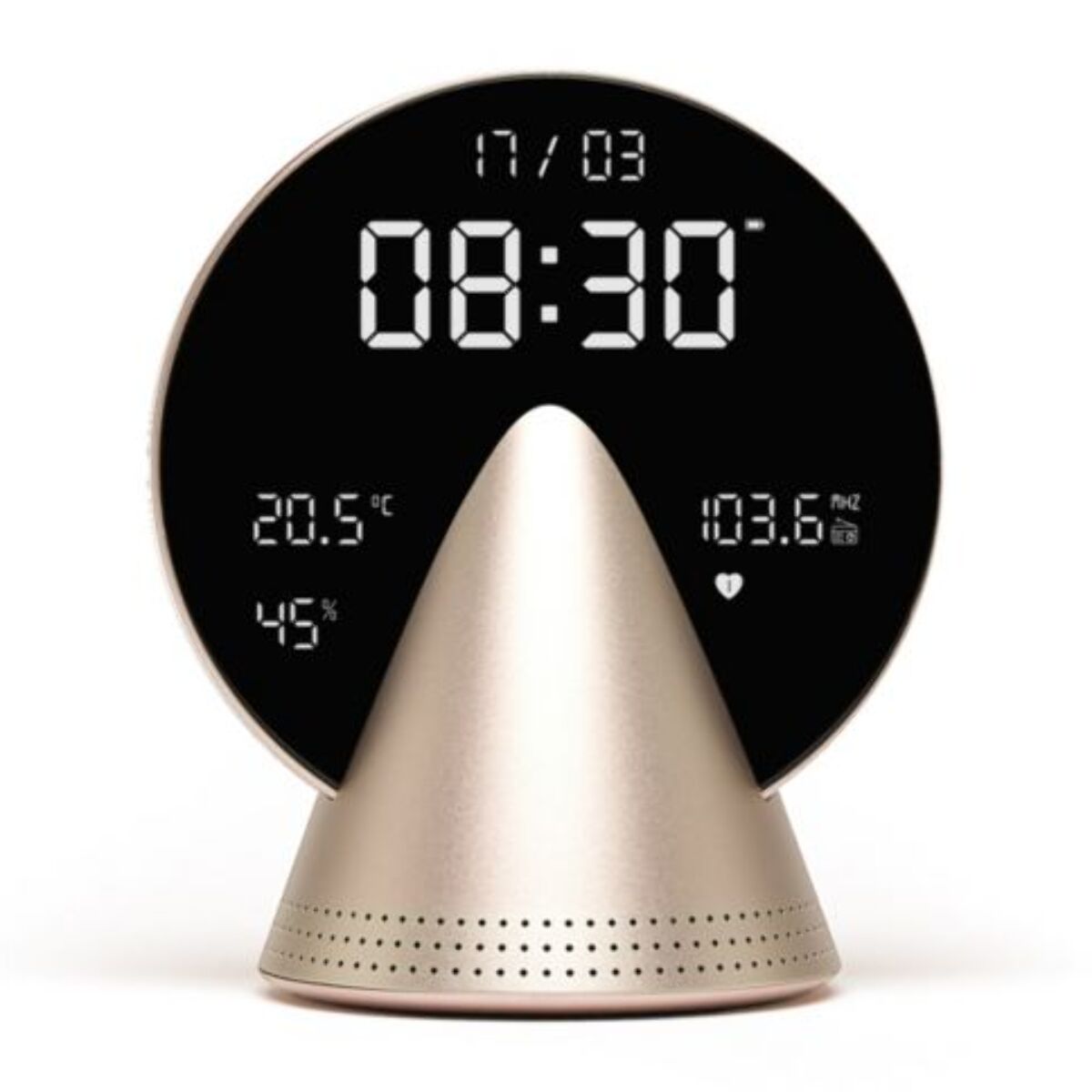 Radio réveil LEXON Conic Clock avec fonction Bluetooth Or
