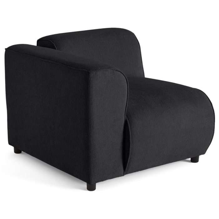 Suaro - Module d'assise d'angle gauche en tissu texturé - Noir