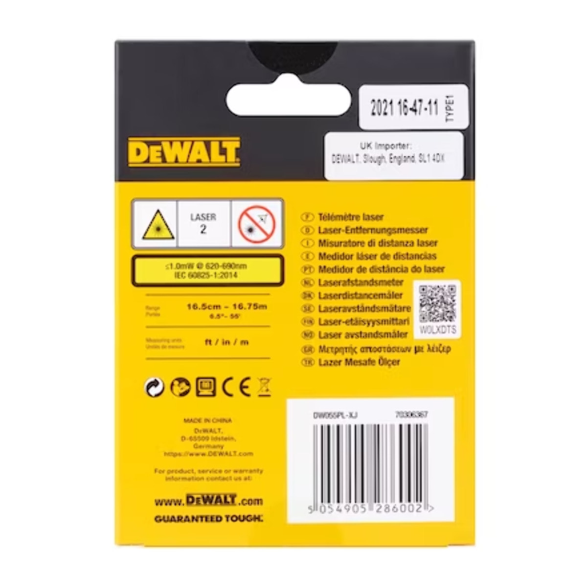 Télémètre laser de poche - 16 m - DEWALT - DW055PL-XJ